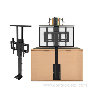 2024 High-End Design Dual Monitor Adjustable Office height drop-down electric tv lift TV stand